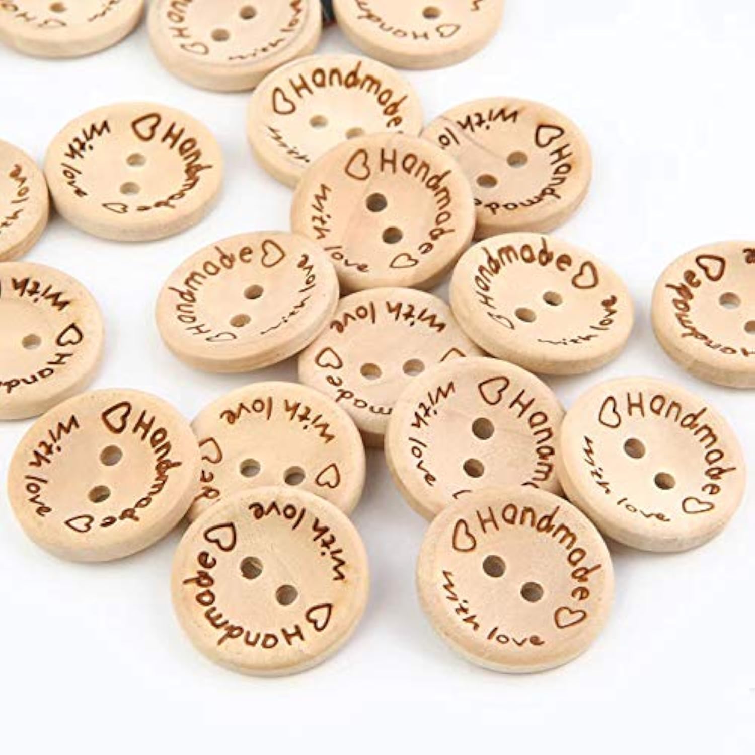 200Pcs 1 Inch Wooden Craft Buttons 25Mm Wood Buttons For Crafts 2 Hole