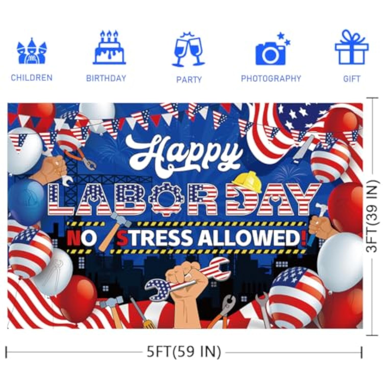 Labor Day Decorations Banner Remember And Honor Laborer Banner Stars And Stripes Style Celebration Party Decorations Happy Labor Day Party Photo Background
