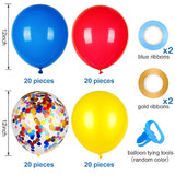 80-Pack Red, Yellow & Blue Latex+Confetti Balloons for Paw & Circus Parties