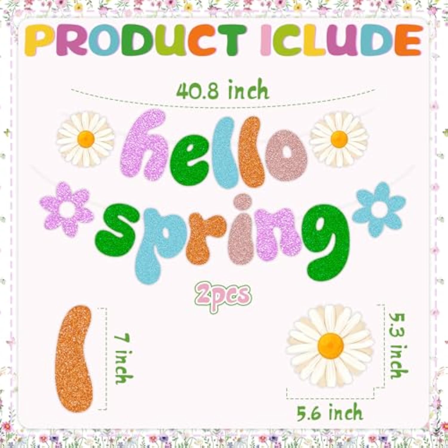 Spring Party Decorations, Hello Spring Decorations,Spring Flower Party Hanging Swirls,Hello Spring Banner And Honeycomb Centerpieces For Spring Decorations And Home Office Classroom