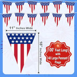 Usa Flag Pennant Banner | 100’ Ft. Long American String Flags | 18” Inch Tall Triangle Flag Decorations Usa Party | Stars And Stripes Bunting Garland | 4Th Of July Patriotic Decoration |