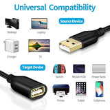 Usb 2.0 Extension Cable 10Ft, A Male To A Female Usb Extension Lead For Chargi