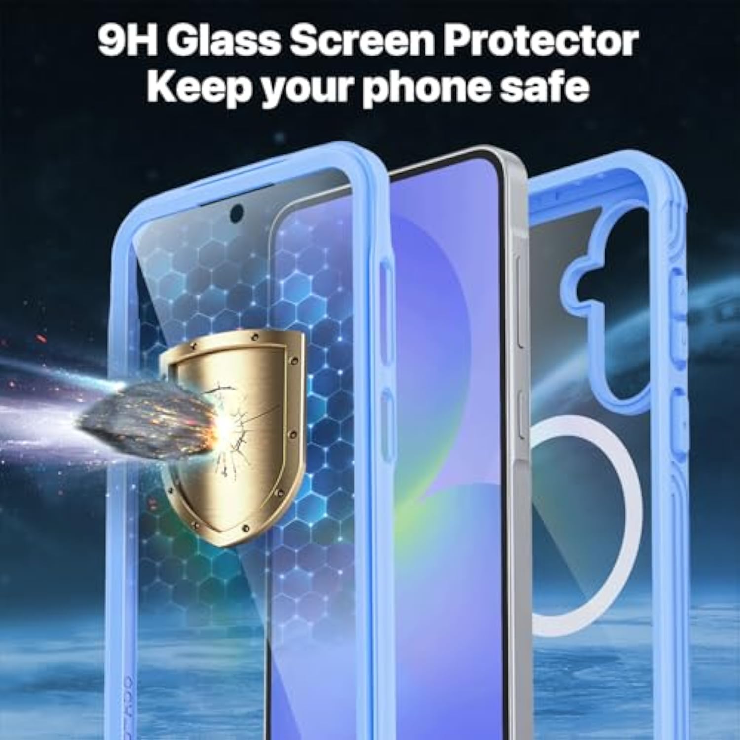 Magnetic Case For Samsung Galaxy A36 5G / Samsung A56 5G, Full Body Phone Case Built-In 9H Tempered Glass Screen Protector [Compatible With Magsafe] Shockproof Bumper Clear Cover - Blue