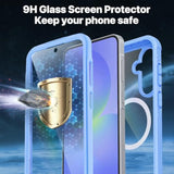 Magnetic Case For Samsung Galaxy A36 5G / Samsung A56 5G, Full Body Phone Case Built-In 9H Tempered Glass Screen Protector [Compatible With Magsafe] Shockproof Bumper Clear Cover - Blue
