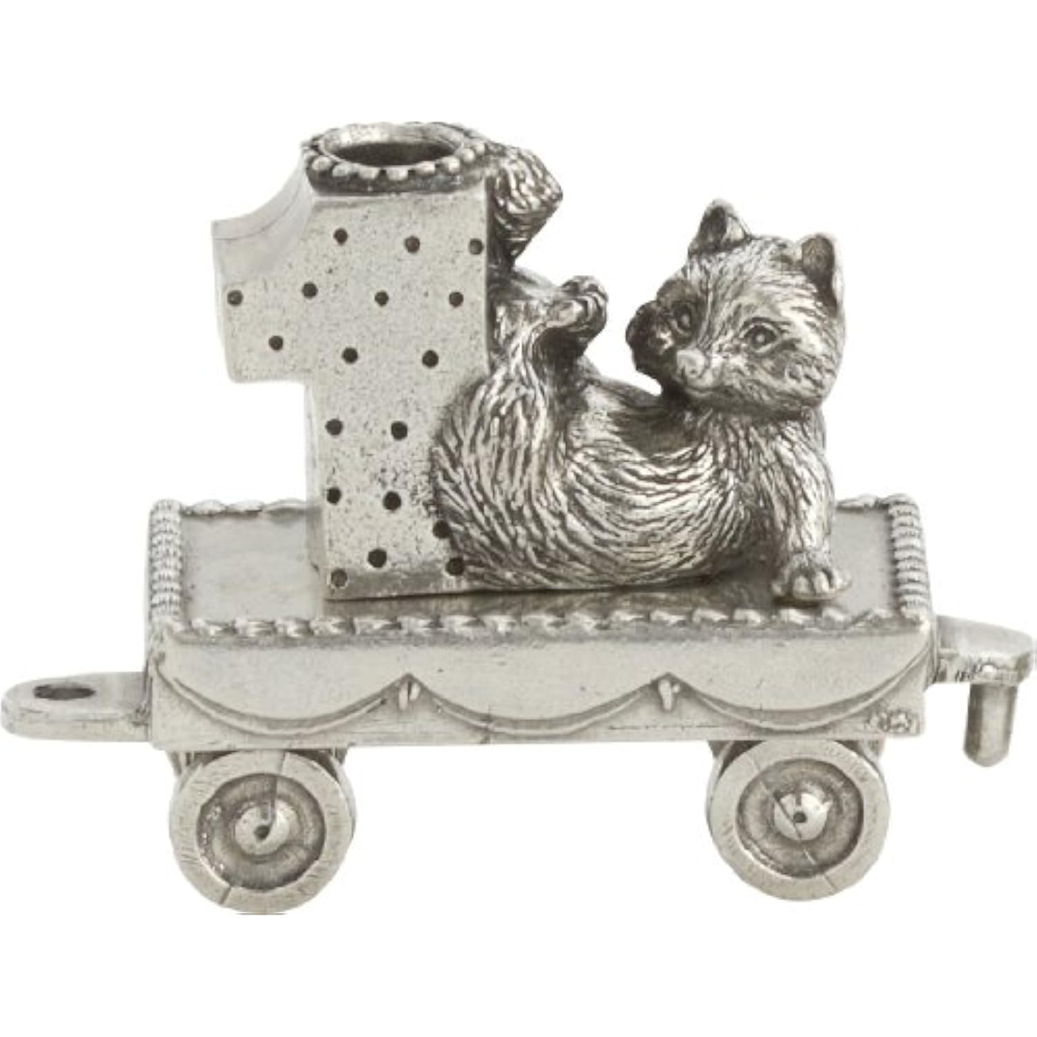 DANFORTH – Birthday Train (1- Raccoon) – Candleholder - Handcast Pewter Birthday Party Decorations - Made in USA