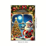 Santa Claus Merry Christmas Window Banner 41x30in Holiday Decor