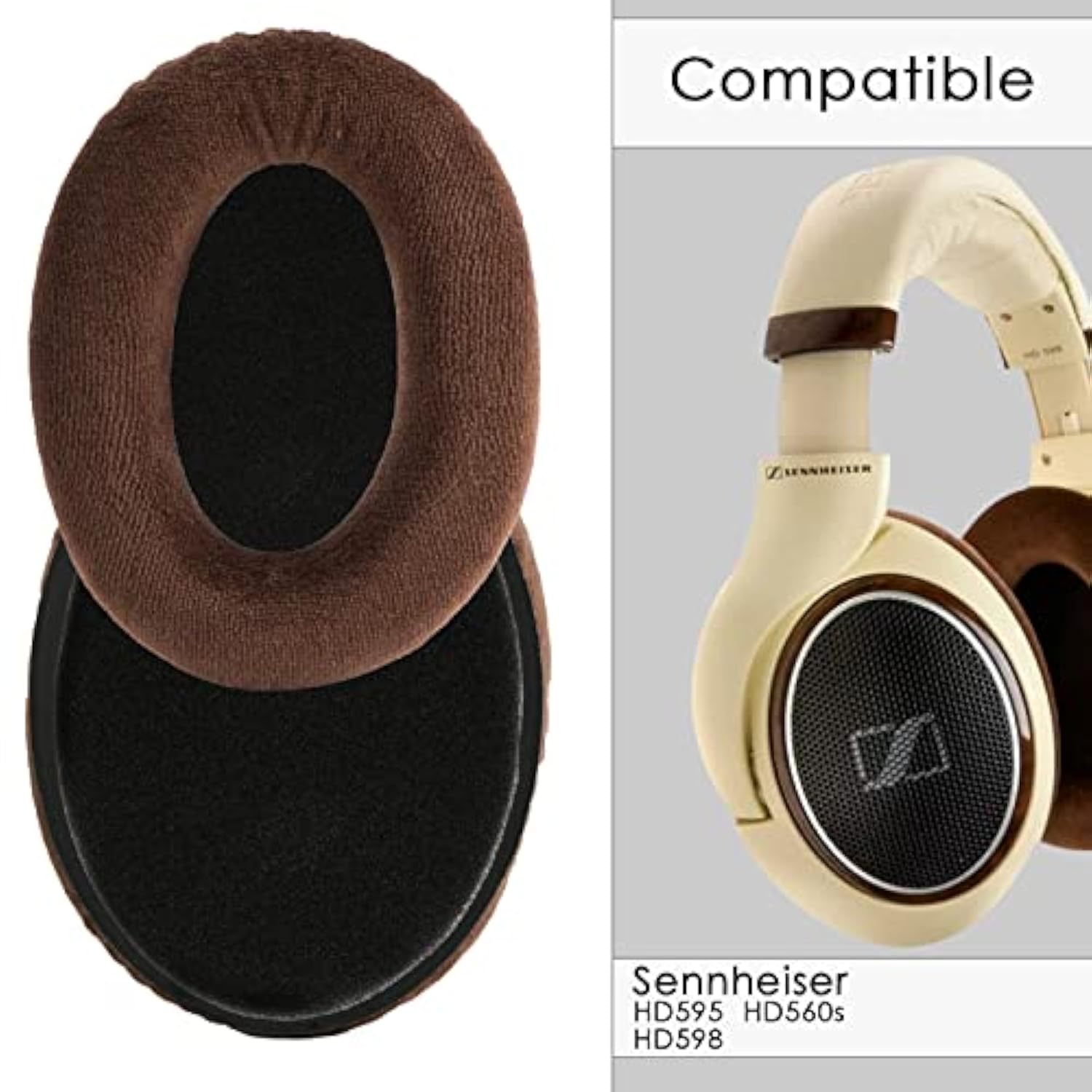 Replacement Ear Pads For Sennheiser Hd515, Hd555, Hd595, Hd518, Hd598, Hd598Se, Hd598Cs, Hd560S Headphones, Ear Cushions (Velour/Brown)