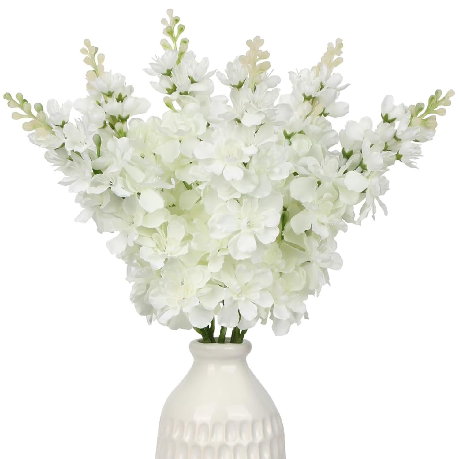 White Delphinium Artificial Flowers, 6Pcs Artificial Larkspur Flower 17.5'' Fake Delphinium Flowers Silk Flowers For Home Decor, Diy Floral Centerpieces For Tables