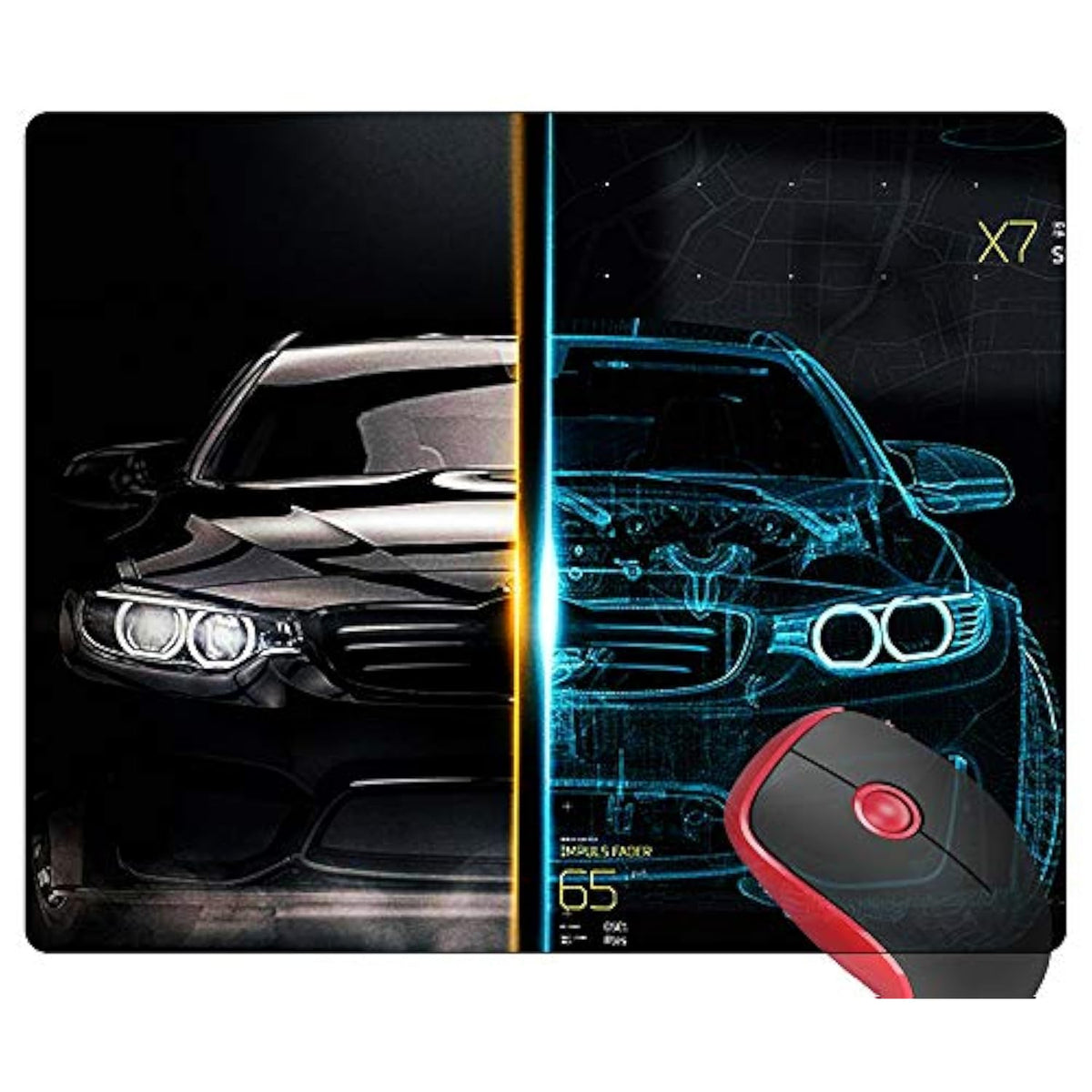 Mouse Pad Square Gaming Mouse Mat Car Blueprints, Non-Slip Rubber Base Mousepad Mousemat For Laptop Computer Pc Office Home