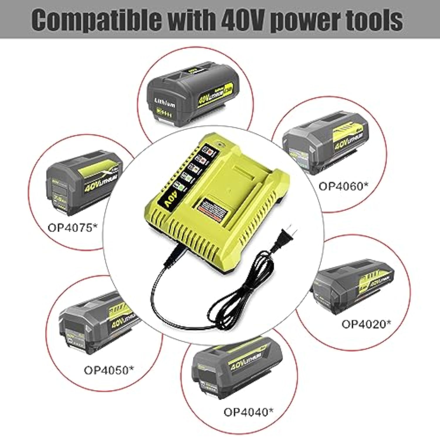 Op40601 Op40602 Op401 40V Battery Charger Replacement For Rapid 40V Charger Op401 Op403 Op404 Op406 Op407A Fast Rapid Battery 40V Charger 40 Volt Lithium Ion Battery Charger