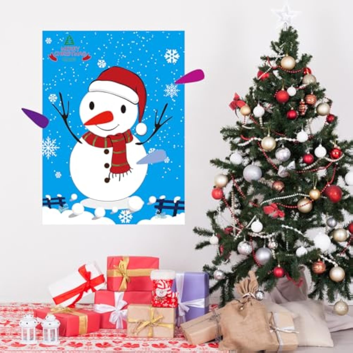 Pin the Nose on Snowman Christmas Party Game Poster for Kids