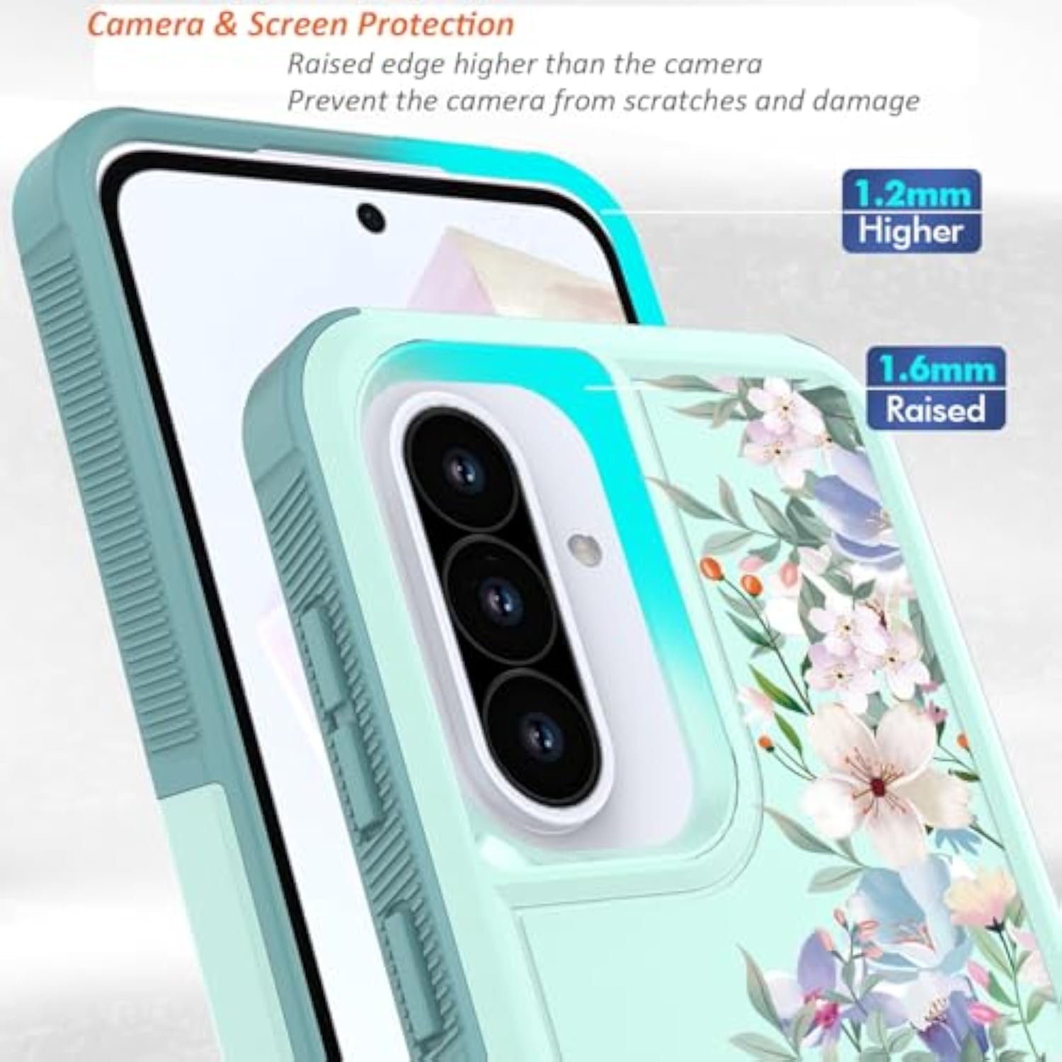 Mint Green/Magnolia Samsung Galaxy A36/A56 5G Phone Case with Floral Design