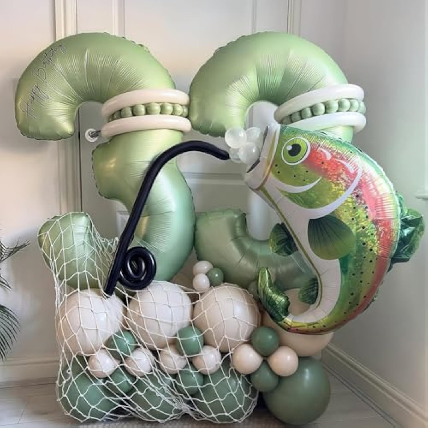 Sage Green 3 Number Balloon,Olive Green 3 Balloons 40 Inch Large Helium Foil Mylar Birthday Balloons For Boy Girl Baby Shower Birthday Jungle Party Decorations
