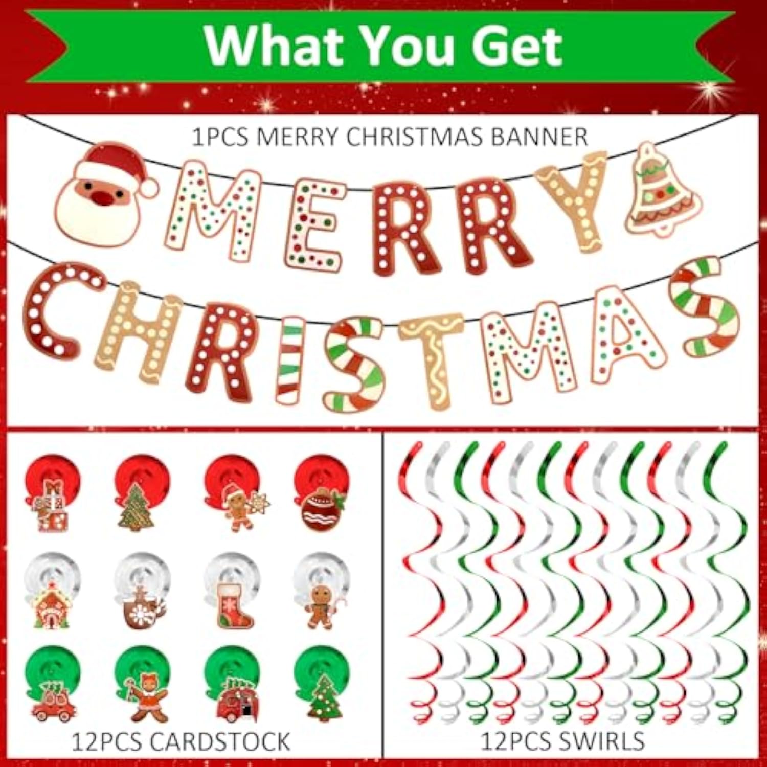 Gingerbread Party Decorations Gingerbread Merry Christmas Banner Gingerbread Theme Christmas Decorations Pre-Assembled Ginger Bread Christmas Decor Christmas Holiday Party Supplies Home Office Fireplace Decoration