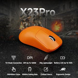 X23Pro Wireless Gaming Mouse, 2.4G/Bt5.0/Usb-C Esports Gaming Mouse, 800Mah Rechargeable Lightweight Mouse Gaming, 12000 Dpi Wireless Mouse With 6 Programmable Buttons,For Laptop/Pc/Mac, Orange