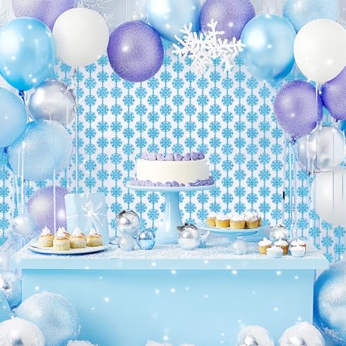 Snowflake Decorations 3 Pcs Snowflake Foil Fringe Curtains, Blue