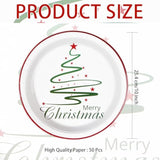 50Pcs Christmas Tree Party Supplies Large Green Simple Tree Paper Plates Disposable Merry Christmas Themed Decorations For Holiday Picnic Birthday Dinner Party Supplies