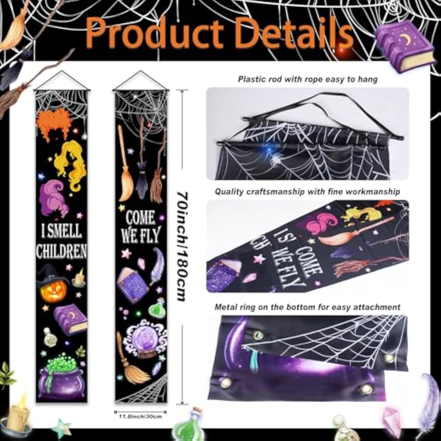 Halloween Outdoor Banner Hocus Pocus Porch Sign 71x12 Inch Front Door Party Decor