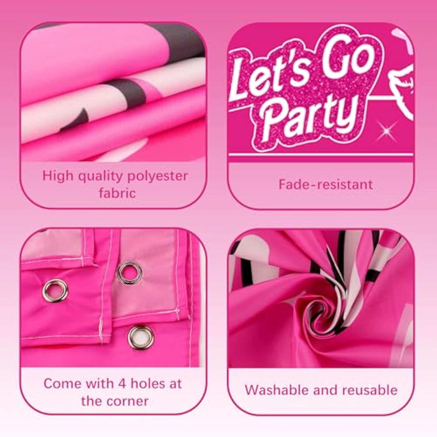 Birthday Decorations For Women,Happy Birthday Banner, 35 Balloons,Photo Booth Props For Girls (Hot Pink)