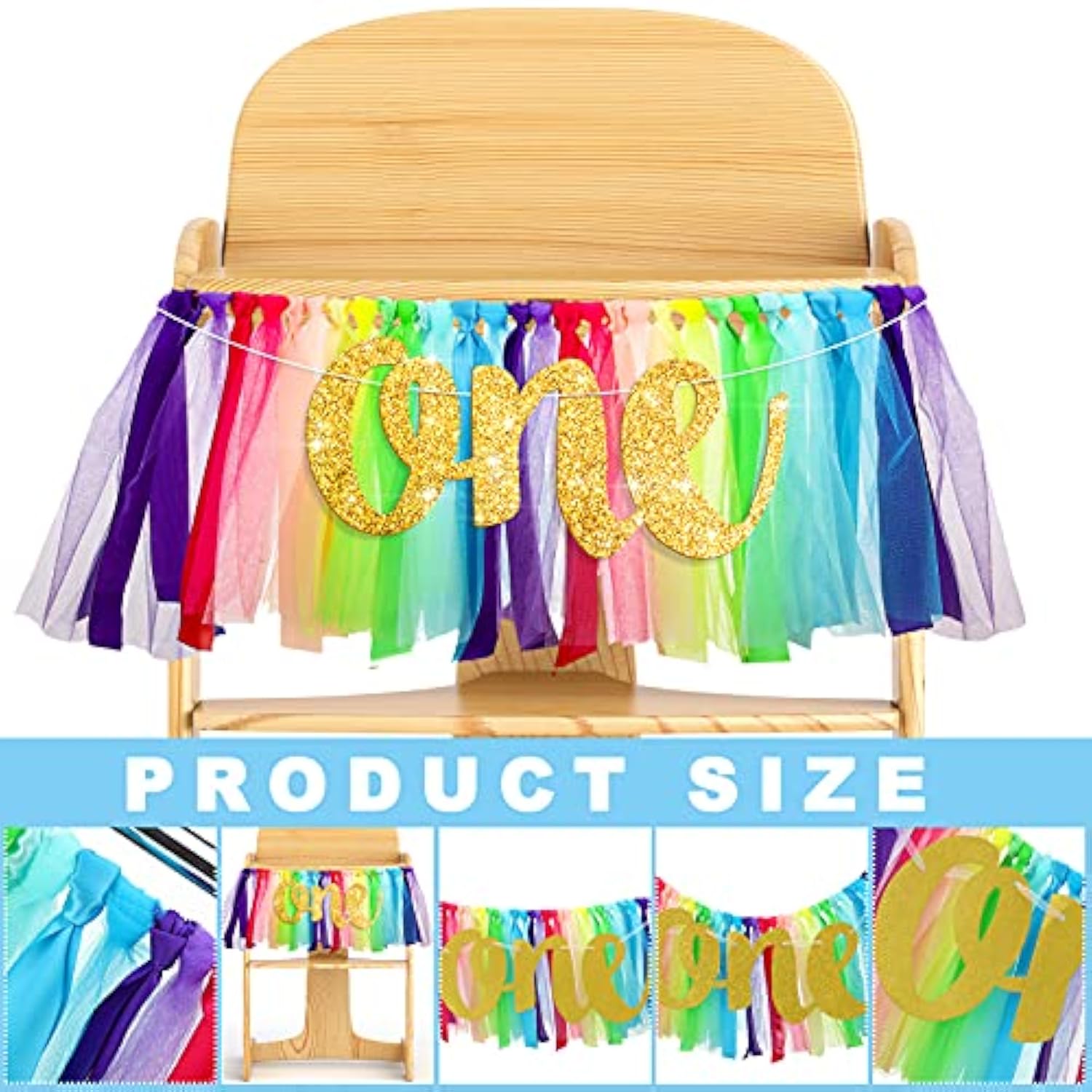Rainbow High Chair Banner Highchair Tutu Skirt High Chair Decoration W