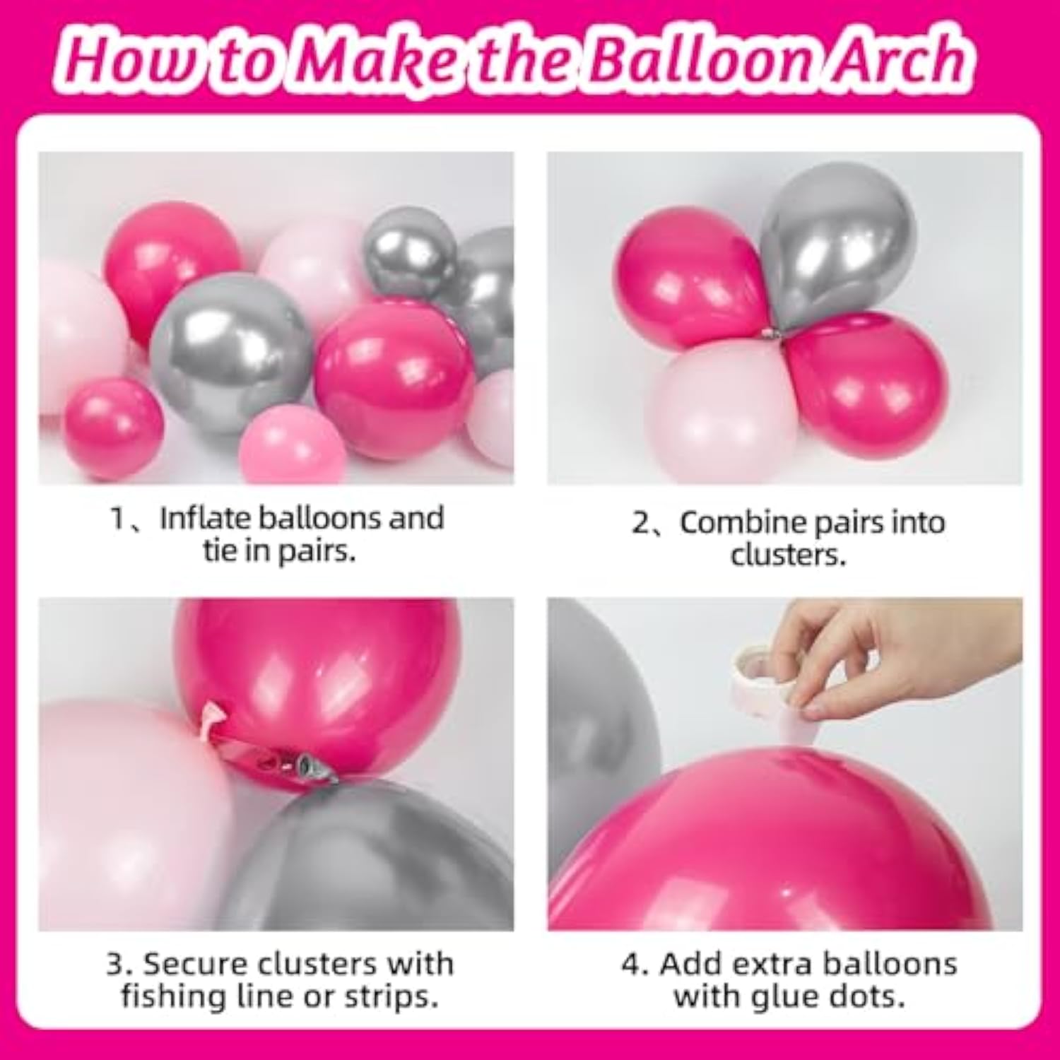 128pcs Disco Cowgirl Balloon Arch Kit, Hot Pink Silver Cow Print Party Decor
