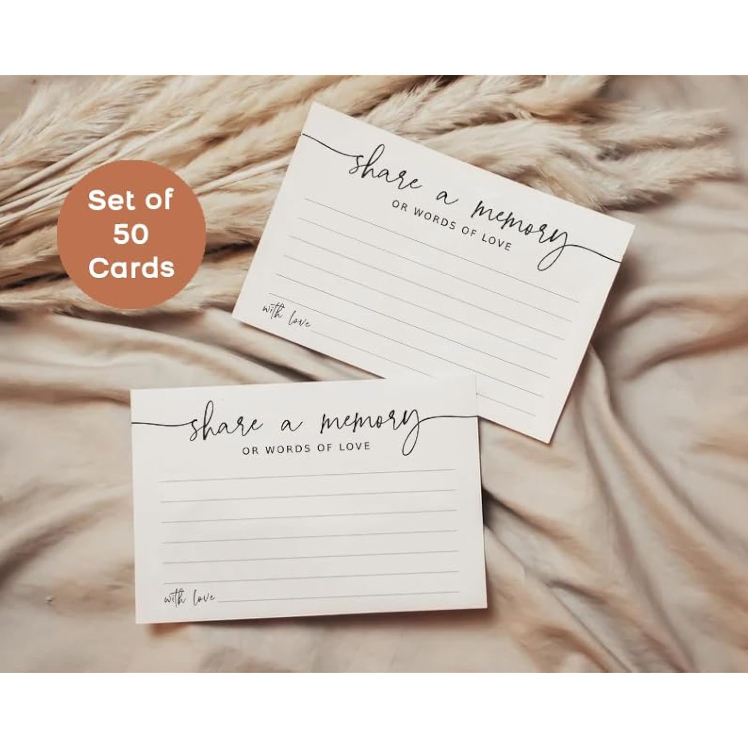 Share A Memory Card - 50 Pack, Share A Memory Cards For Celebration Of Life, Funeral, Memorial, Birthday, Graduation, Bridal Shower, 4” X 6", Minimalist