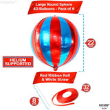 Big, Red And Blue Carnival Balloons - Pack Of 6, Circus Decorations |