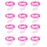 Valentine'S Day 12 Pack Pink Led Fairy Lights Battery Operated String Lights Waterproof Silver Wire 7 Feet 20 Led Firefly Starry Moon Lights For Diy Wedding Party Bedroom