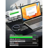 External Hard Drive Cord 10Gbps Micro B To Usb C External Hard Drive Usb C To Micro B Cable Nylon Braided For Macbook Air/Pro, Seagate, Wd Toshiba, Ssd, Iphone, Ipad, Camera, 1.6Ft, Grey