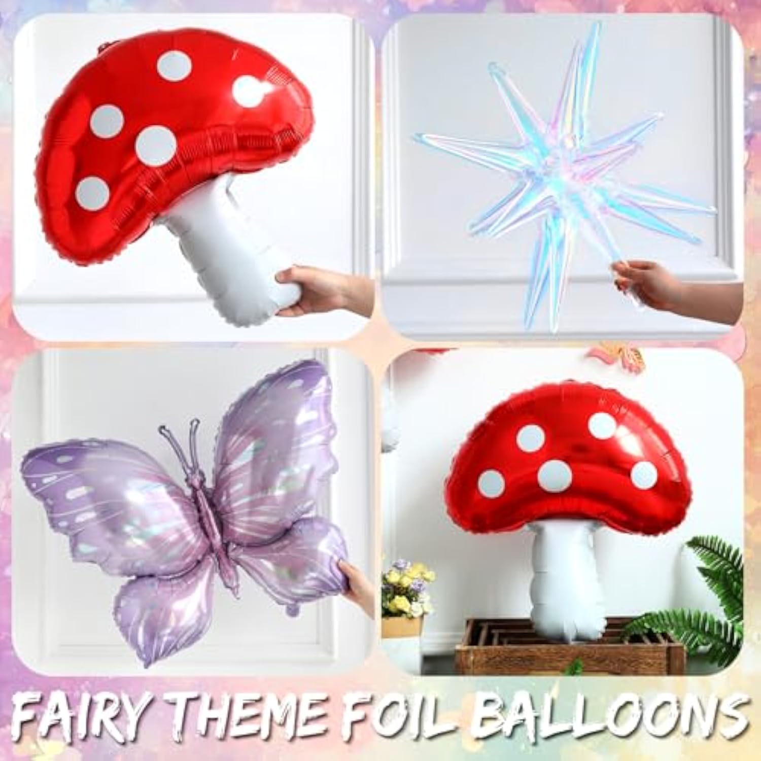 Fairy Wonderland Balloon Arch Kit,157Pcs Pastel Pink Purple Balloon Garland With Iridescent Explosion Star,Mushroom,Butterfly Foil Balloons For Girls Princess Birthday Baby Shower Tea Party Decoration