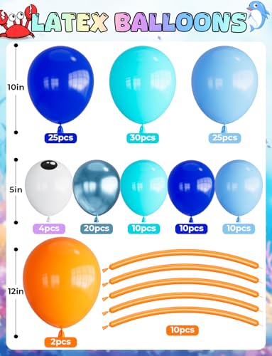 Under The Sea Balloon Arch Garland Kit, 154Pcs Ocean Balloons