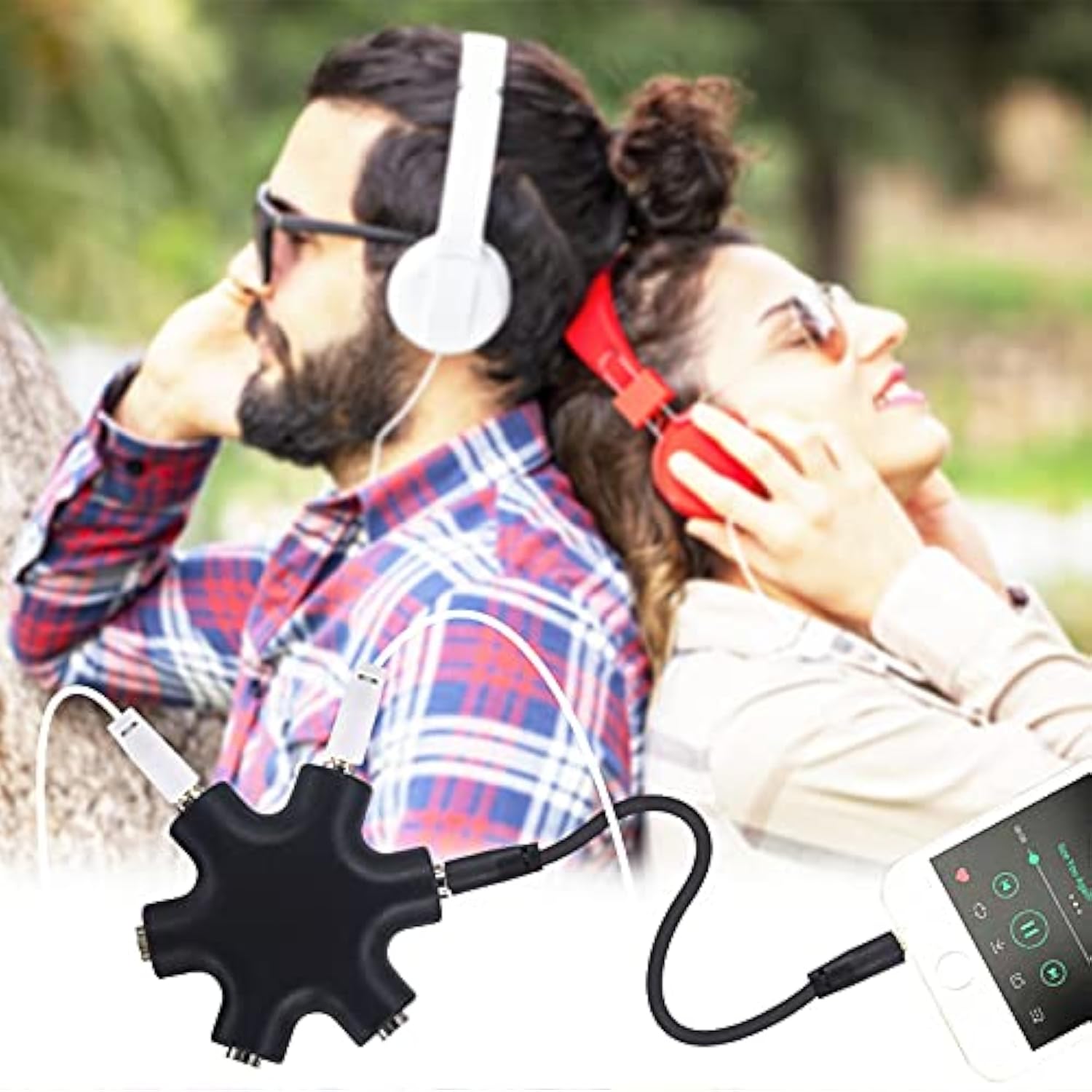 Headphone Splitter - 5-Jack 3.5Mm Audio Stereo Adapter For Headsets, Earbuds, Earphones - 1 Male To 4 Female With Stereo Cable