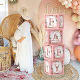 Floral Baby Shower Box Pink Balloon Blocks/Rose Gold Centerpiece for Girl Party