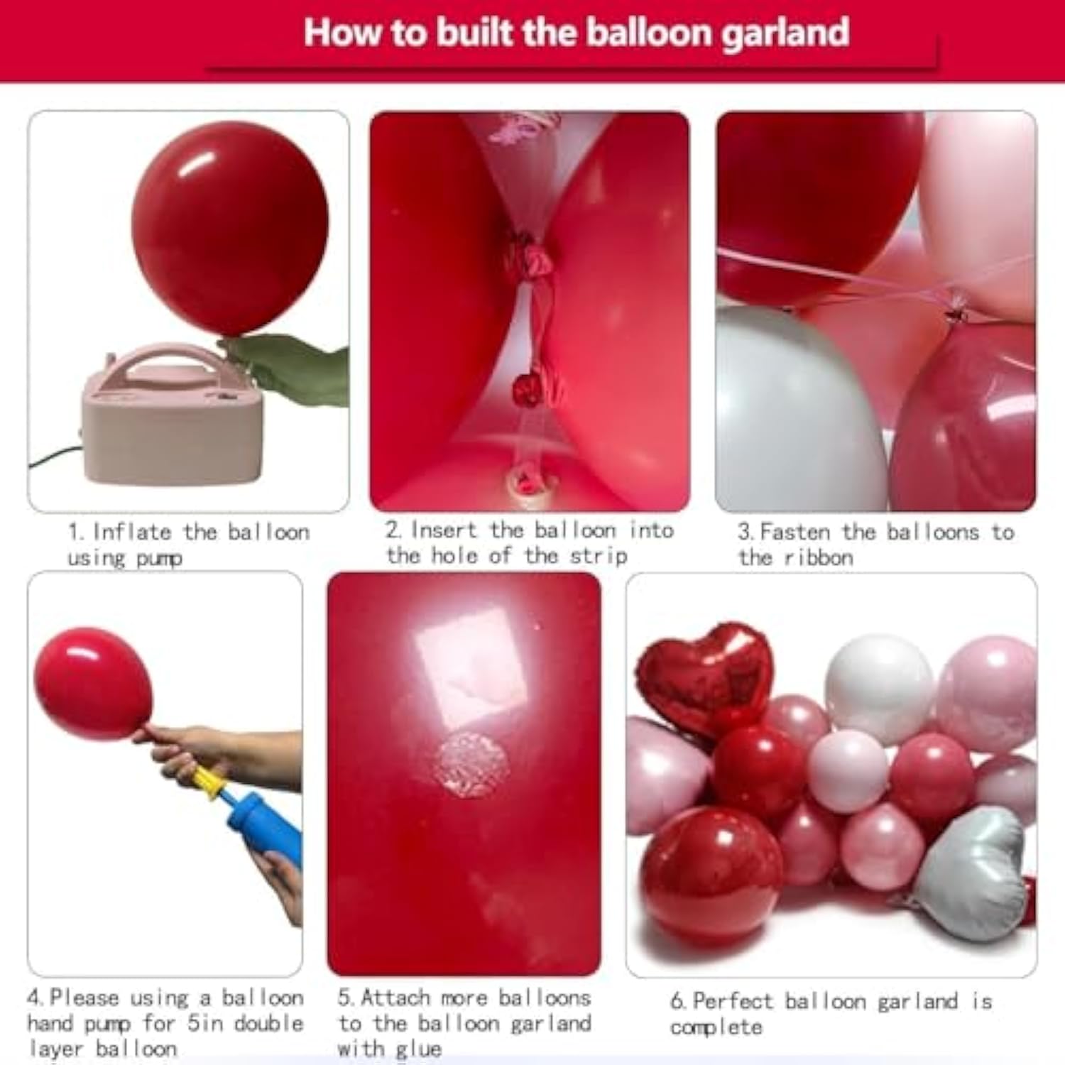 Red Pink White Balloon Garland Dark Red Pink Pearl Balloon Arch Kit Bobo With Foil Heart Balloons For Christmas Birthday Baby Shower Wedding Bridal Shower Cherry Party Decorations