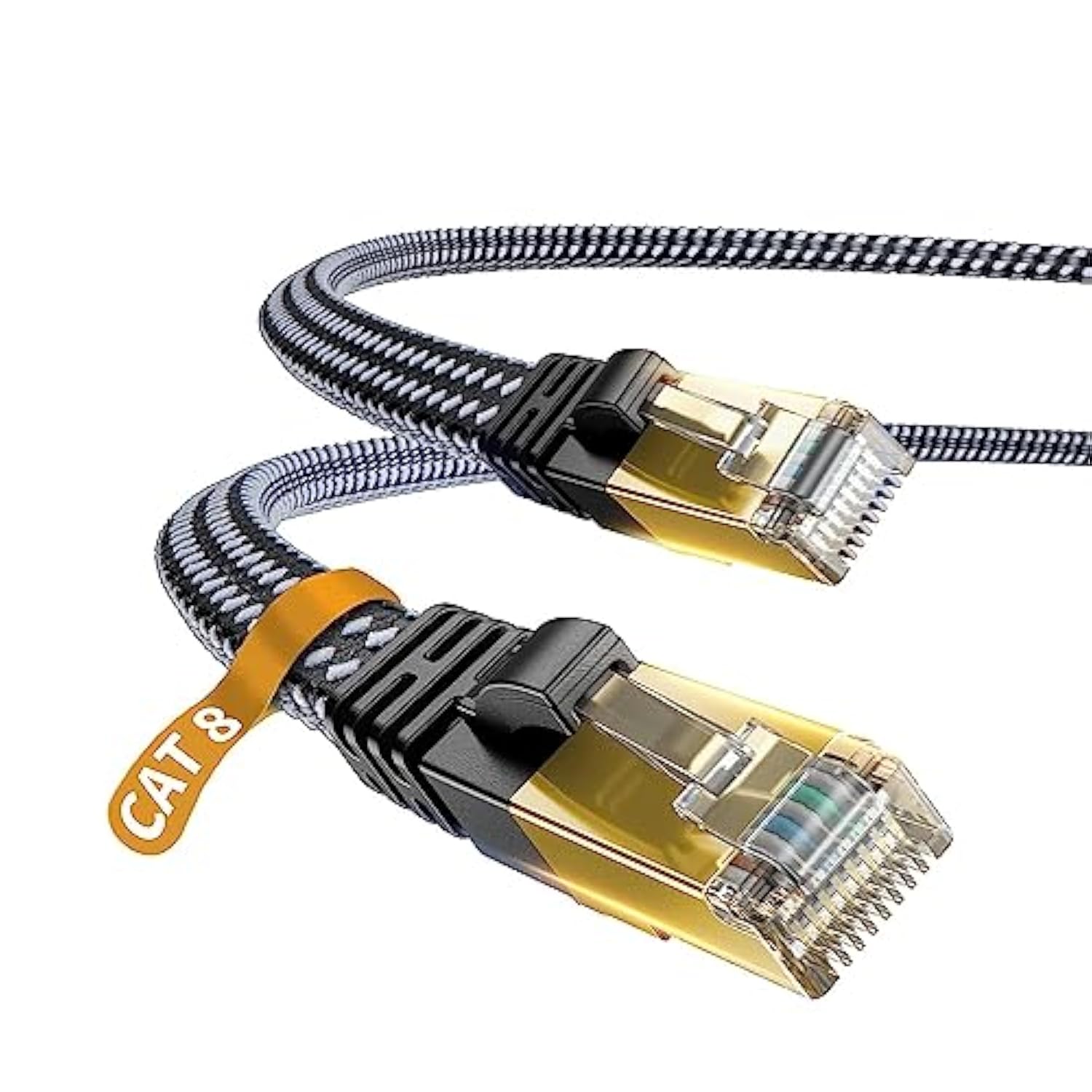 Cat 8 Ethernet Cable, Nylon Braided 6.5Ft 2Packs Cat8 High Speed Professional