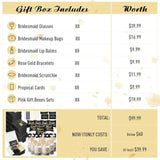 Bridesmaid Proposal Gift Set 72pcs Boxes Cups Makeup Bags Lip Balm Scrunchies