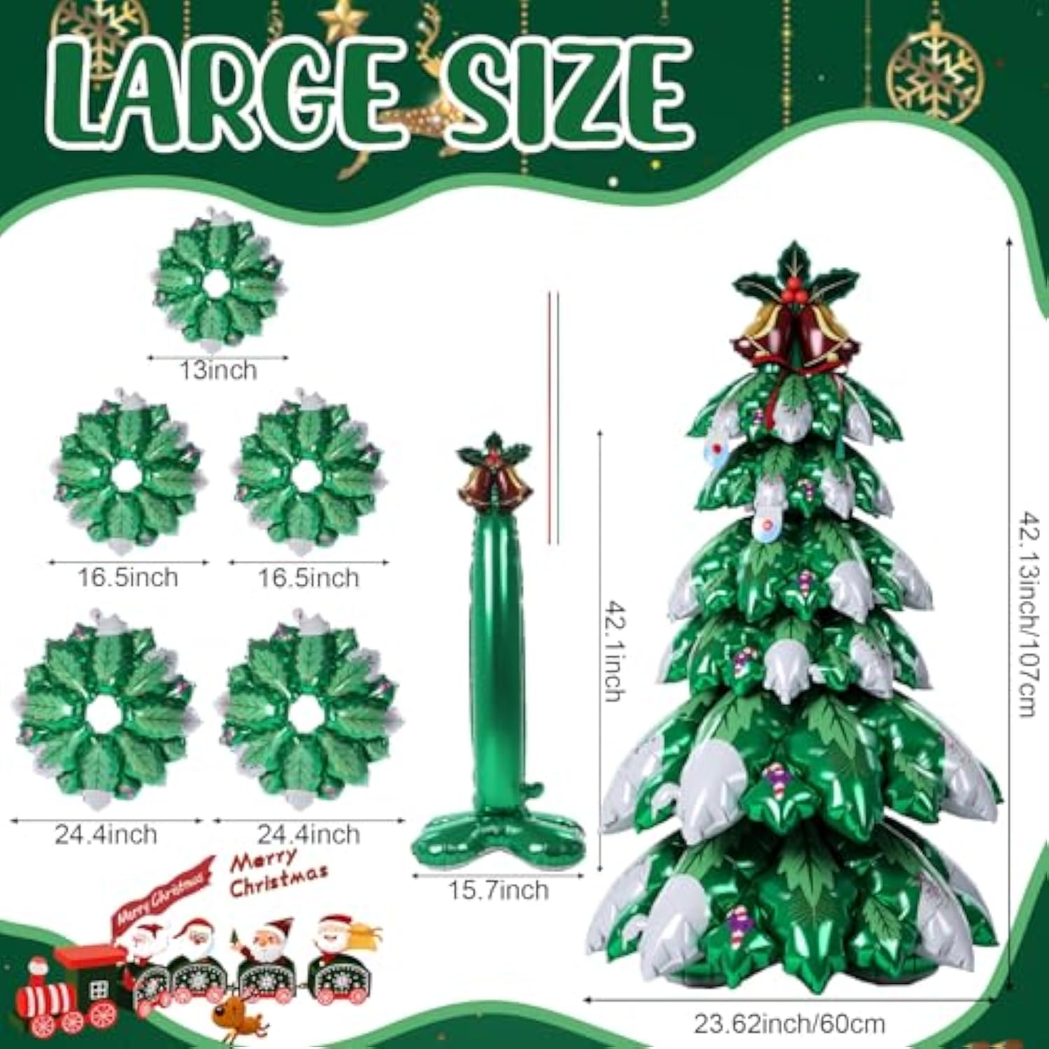 Giant 4D Inflatable Christmas Tree Balloon for Holiday and Party Decorations