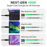 4K Usb C Cable 100W 10Ft 2 Pack (All-In-One), Usb 3.2 Gen 2 X 2 20Gbps Data Tr