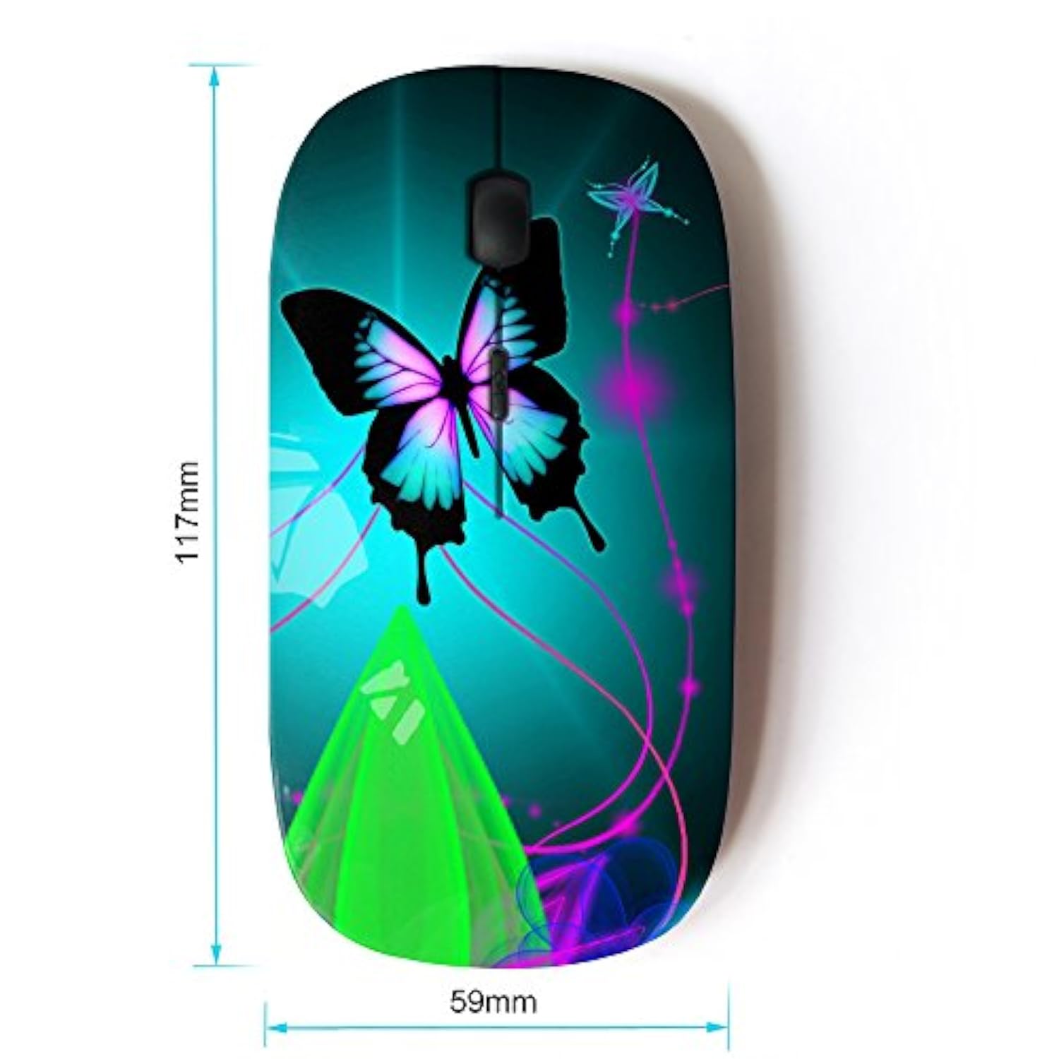 [ Optical 2.4G Wireless Mouse [ Iridescent Blue Green Purple Butterfly ]