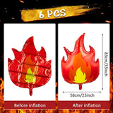 Fire Truck Party Balloons: 32" Firefighter Flame Foil Decor - 6PCS