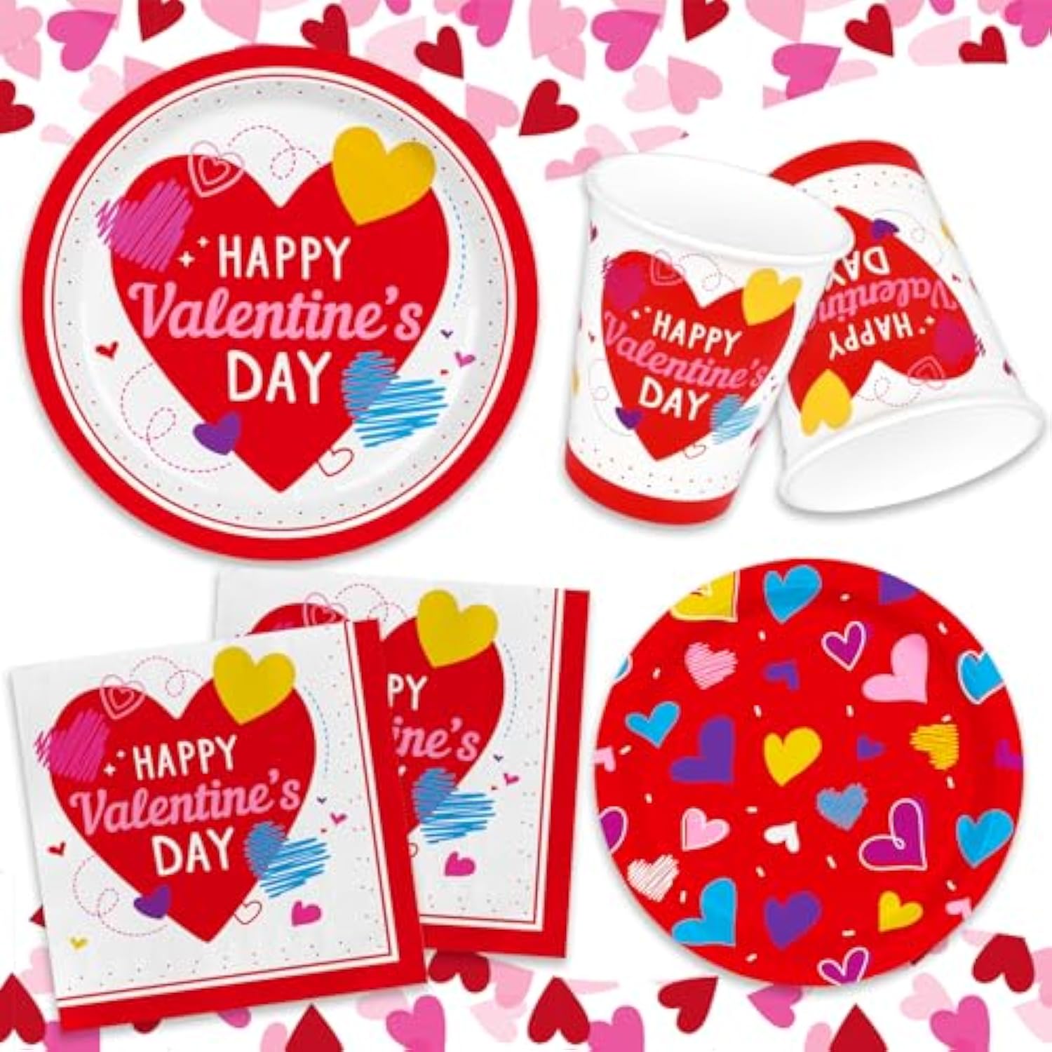 Valentine'S Day Party Supplies Set For 25 - Elegant Disposable Paper Plates, Napkins, Cups, Tablecloth & Banner, Valentine'S Day Party Decorations