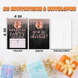 Shhh It'S A Surprise Birthday Invitations, Rose Gold Glitter Birthday Party Invitations For Girls Boys, Surprise Birthday Invitation Cards, Party Supplies And Decoration, 20 Cards & 20 Envelopes -C05