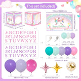 Unicorn Decorations - Happy Birthday Balloon Boxes With Letters, Unicorn Arch Kit And Backdrop