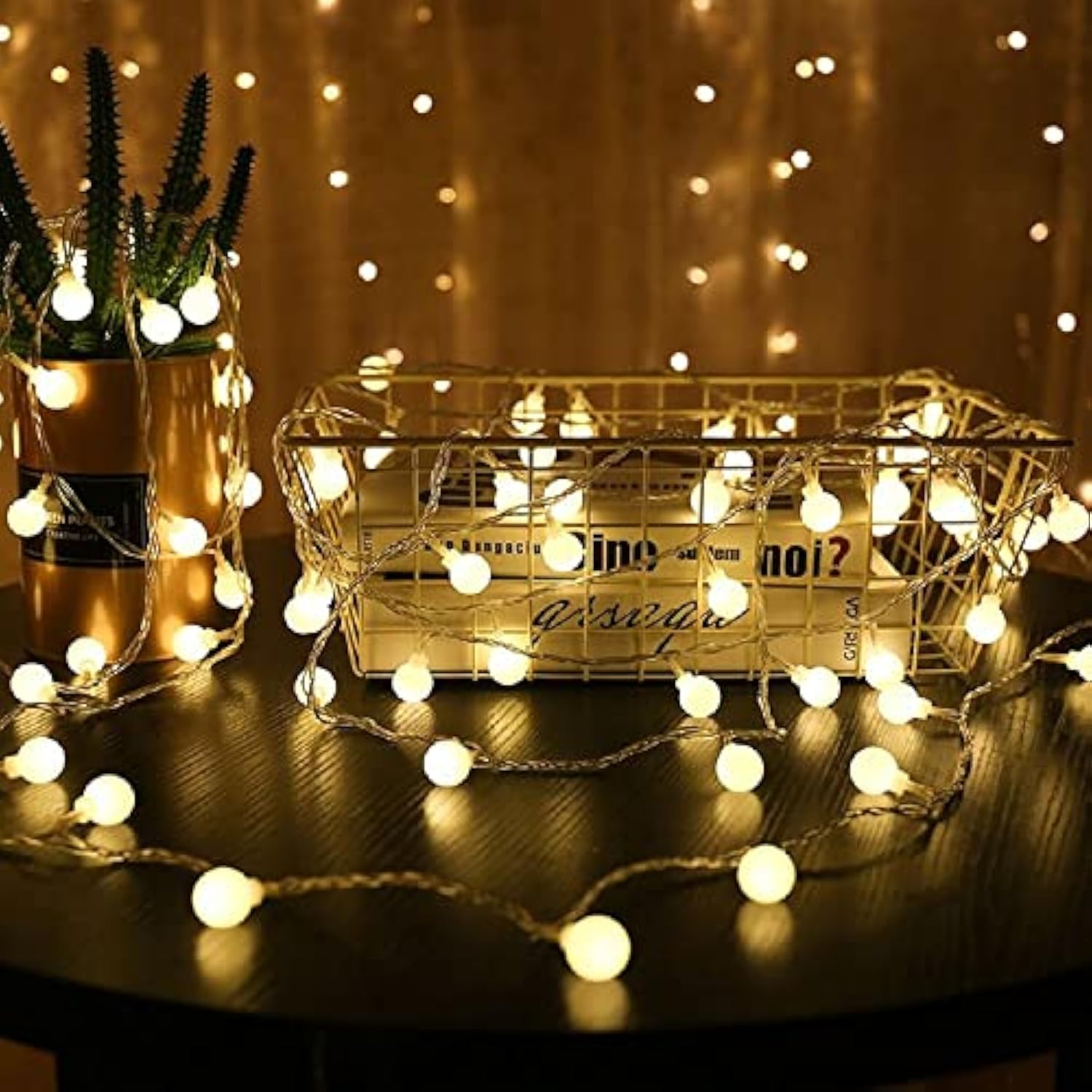 Plug In Led String Lights, 16Ft/5M 50 Led Bulb Warm White Globe Fairy Lights For Holiday/Christmas/Wedding/Party Indoor