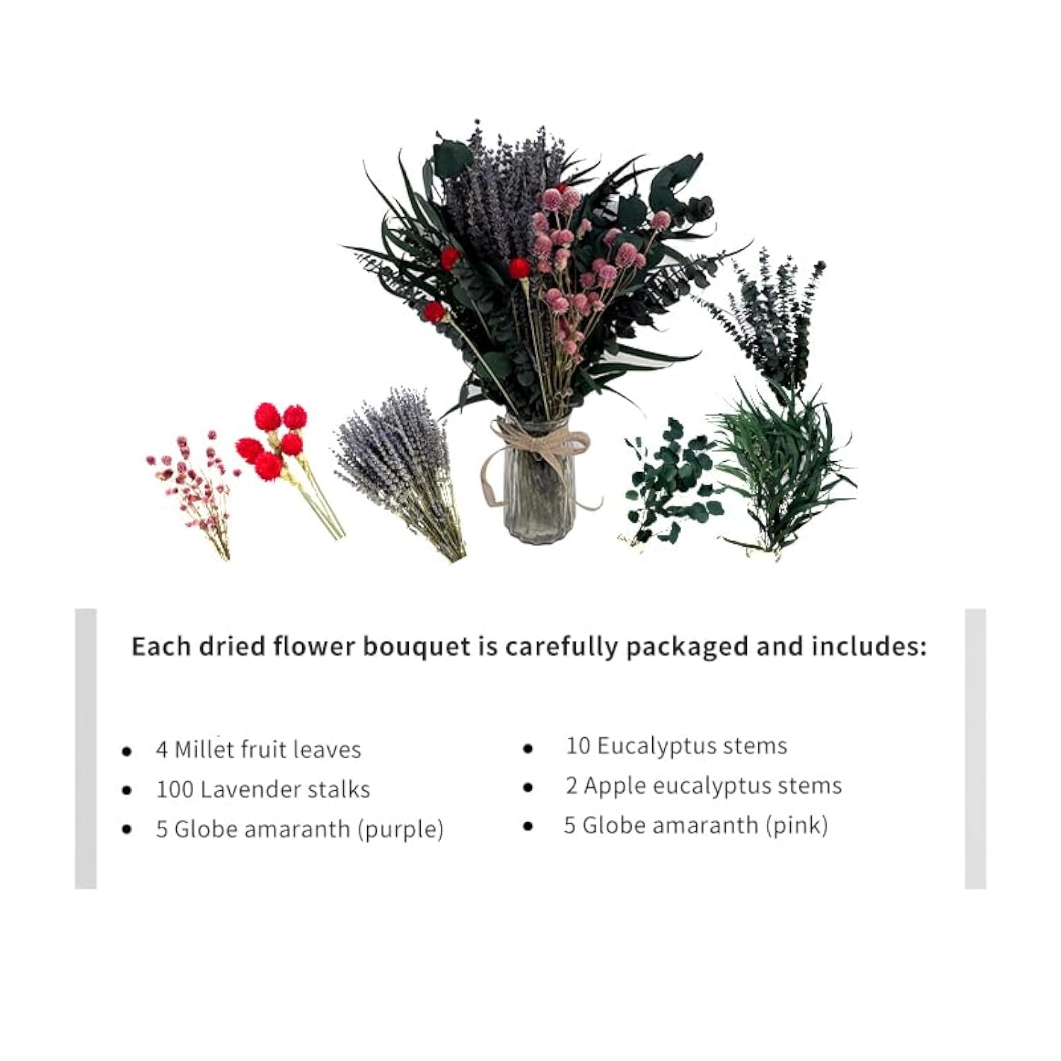 128 Pcs Mix Dried Eucalyptus & Lavender Flowers Bundles For Shower, 17'' Natural Real Hanging Silver Dollar Eucalyptus Leaves Stems, Fragrance Fresh Plants Home Bathroom Decor