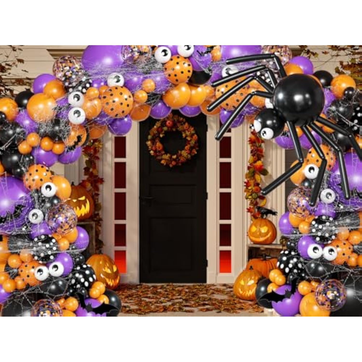 132Pcs Halloween Balloon Arch Kit - Scary Garland with Plastic Bloodshot Eyeballs Decor