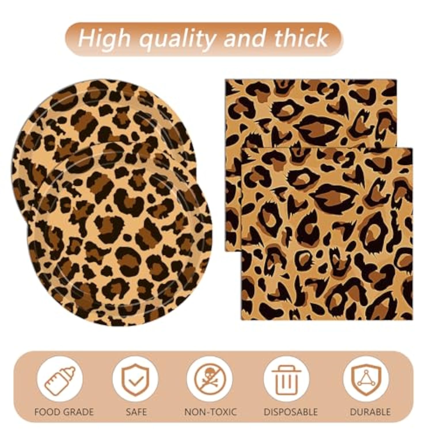 41Pcs Cheetah Print Party Decorations Leopard Animal Theme Tableware Include Dinner Dessert Plates,Napkin,Tablecloth?baby Shower Safari Animal Leopard Themed Birthday Party Decor Supplies | Serves 20