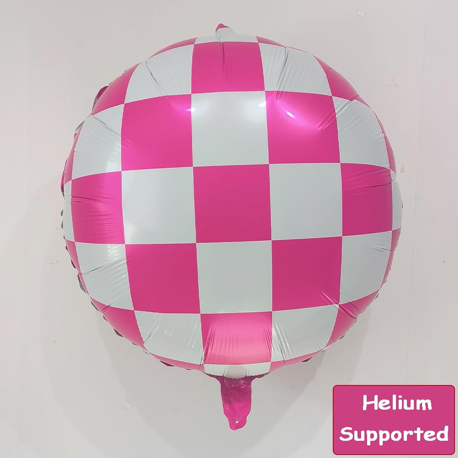 23 Inch Hot Pink And White Checkered Plaid Foil Balloons Magenta Gingham Round Balloons Emo Theme Party Decor Anniversary Valentines Day Engagement Bachelorette Birthday Party Decorations Supplies