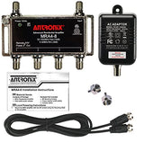 Antronix MRA4-8 Reliable Cable 4-Port TV/Antenna/HDTV/Internet Digital Signal Amplifier/Booster/Splitter with Passive Return, Black Coax Power Cable,
