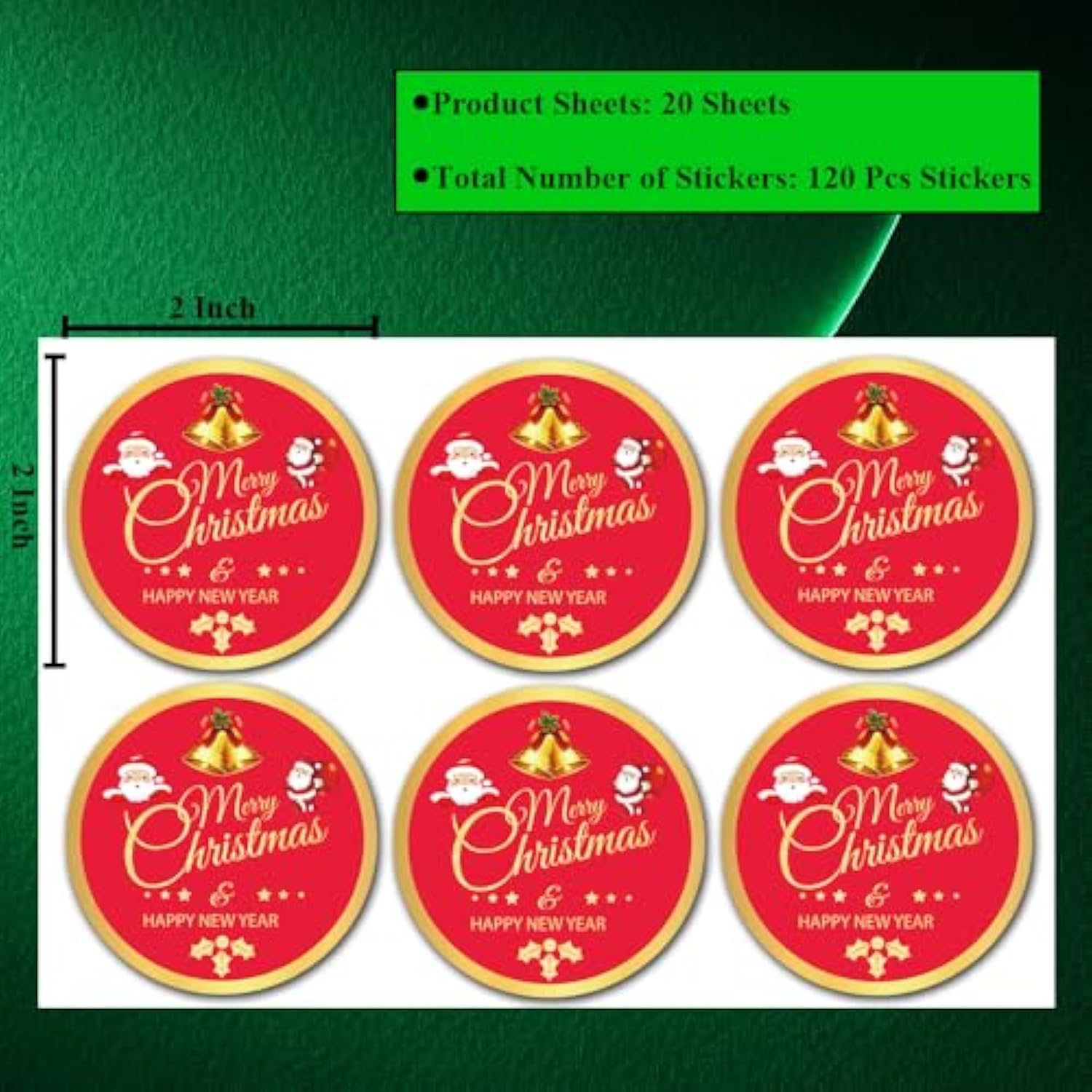 120Pcs Christmas Stickers, 2 Inch Round Christmas Labels Sticker, Christma Decorations Stickers For Boxes, Envelope Seals, Cards, Bouquet